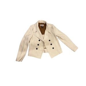 Mango Collection Cream Double Breasted Cropped Jacket Women's Size M
